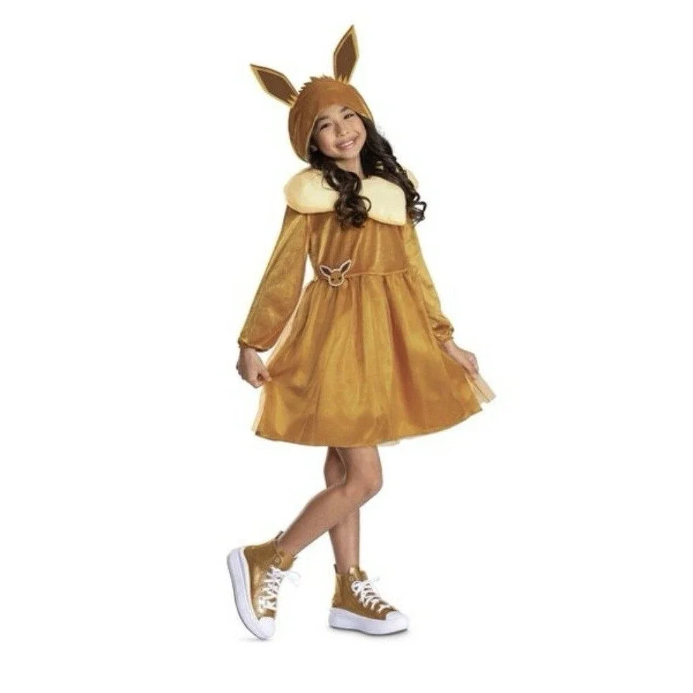 Disguise Pokemon Eevee Child Hooded Dress and Collar Halloween Costume S(4-6x)